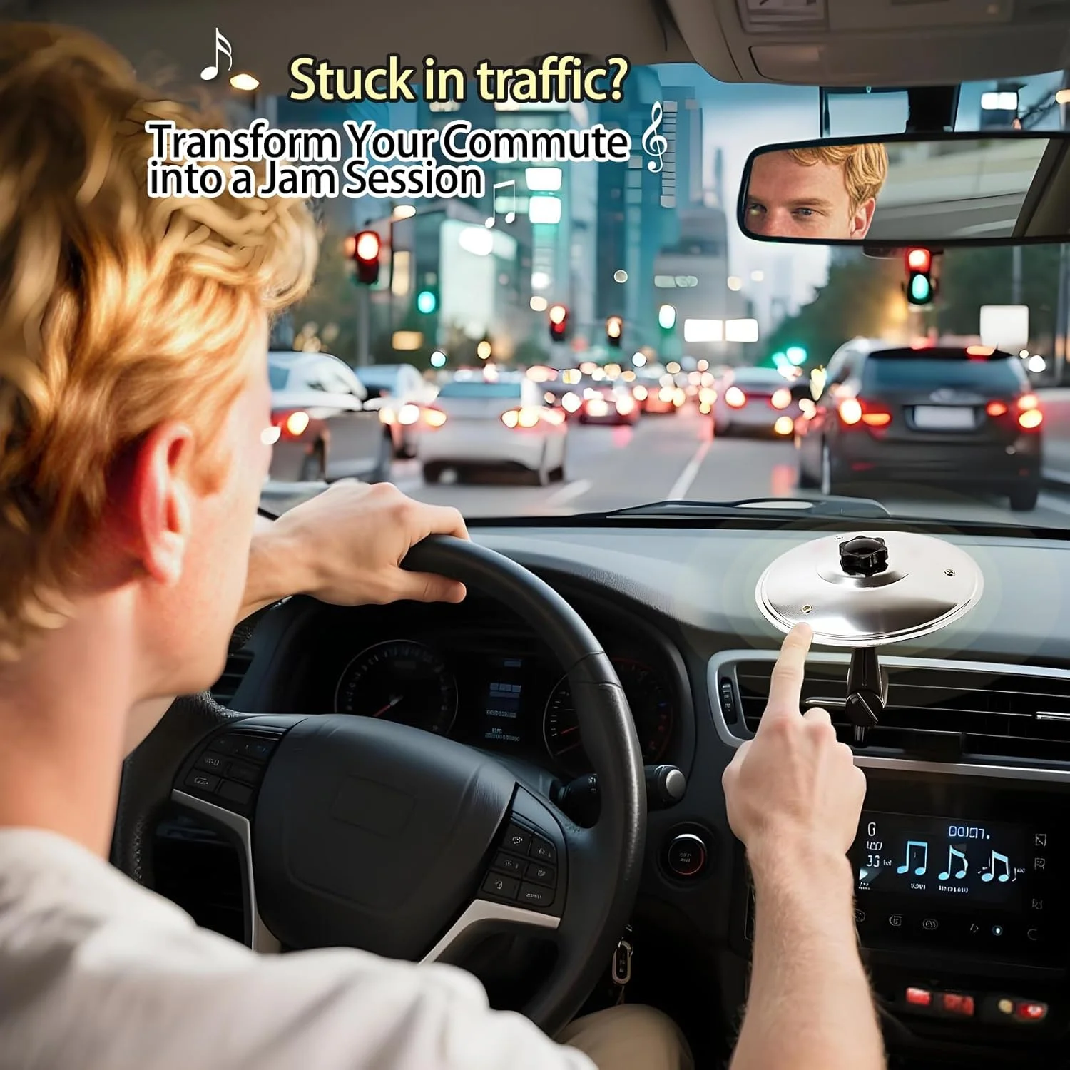 سنج هواکش خودرو، سنج مینیاتوری طبل جالب برای دریچه هوا خودرو، هدیه ای خاص برای رانندگان، نوازندگان و دوستداران موسیقی (نقره ای - 2 عدد)