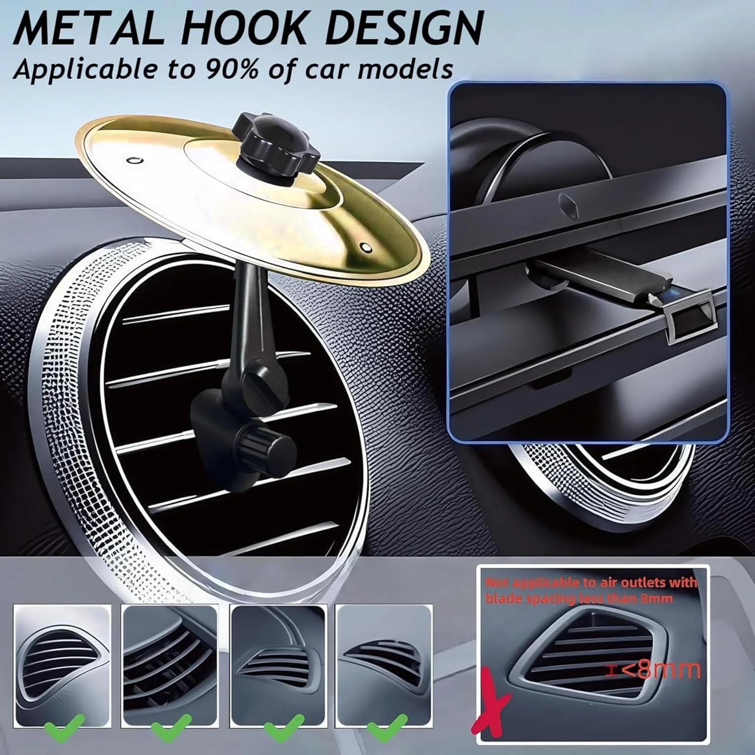 سنج ماشین، سنج دریچه هوای ماشین، سنج تصادف مینی درام برای دریچه ماشین، رانندگی خود را لذت بخش تر کنید، مناسب برای انواع وسایل نقلیه - نقره ای