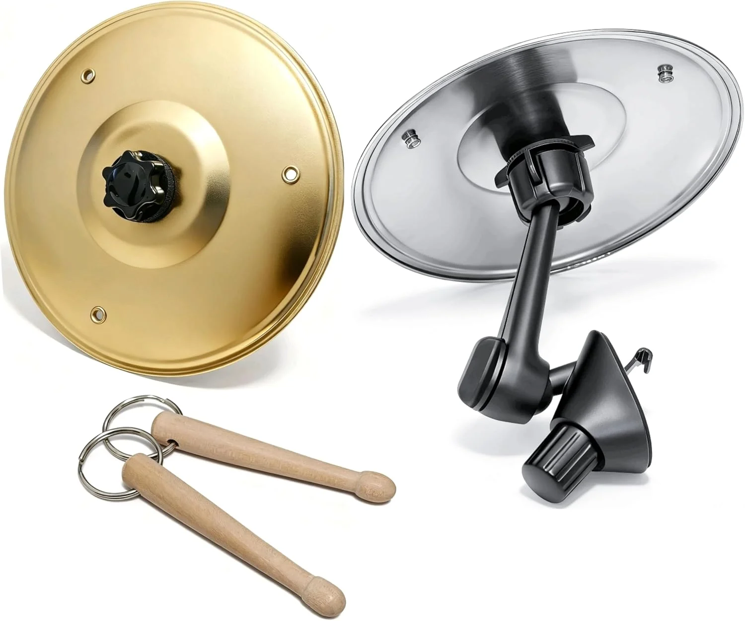 سنج خودرو، سنج دریچه هوای خودرو، سنج کوچک درام برای دریچه خودرو، (نقره ای و طلایی)، 2 عدد کیت چوب درام کوچک (2 عدد)