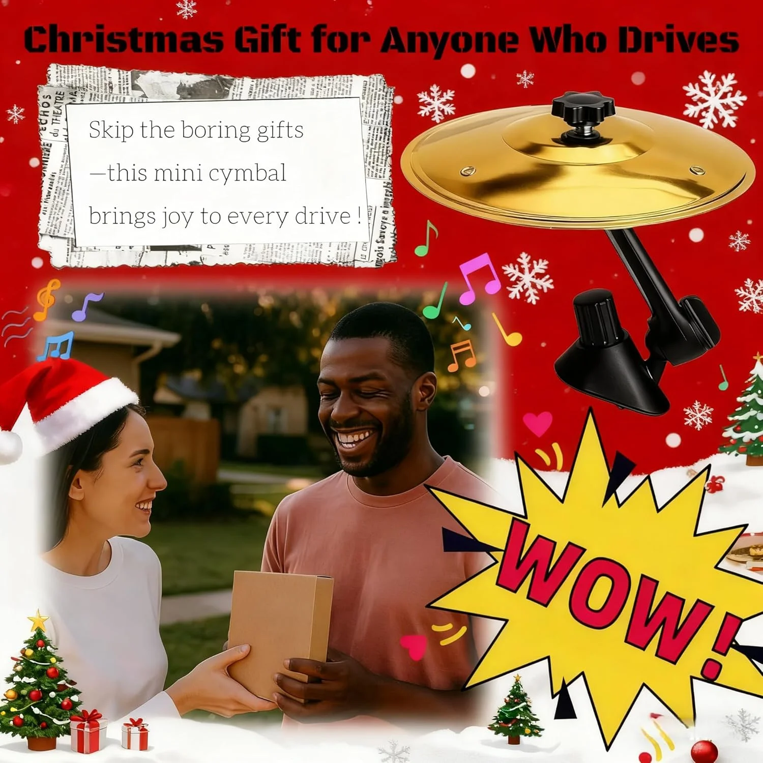 سنج ماشین، سنج دریچه هوای ماشین، سنج مینیاتوری تصادف درام برای دریچه ماشین، هدیه تولد کریسمس مناسب برای انواع وسایل نقلیه (طلایی)