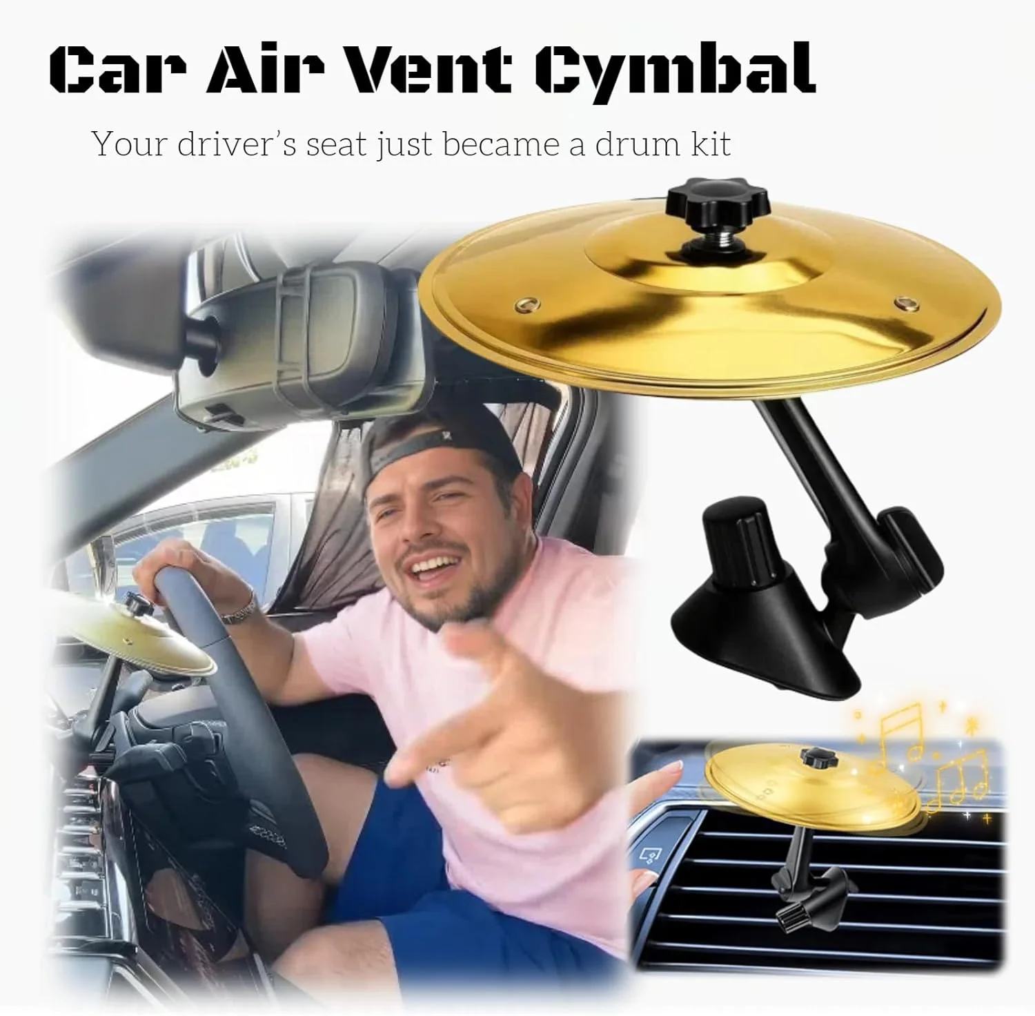 سنج ماشین، سنج دریچه هوای ماشین، سنج مینیاتوری تصادف درام برای دریچه ماشین، هدیه تولد کریسمس مناسب برای انواع وسایل نقلیه (طلایی)