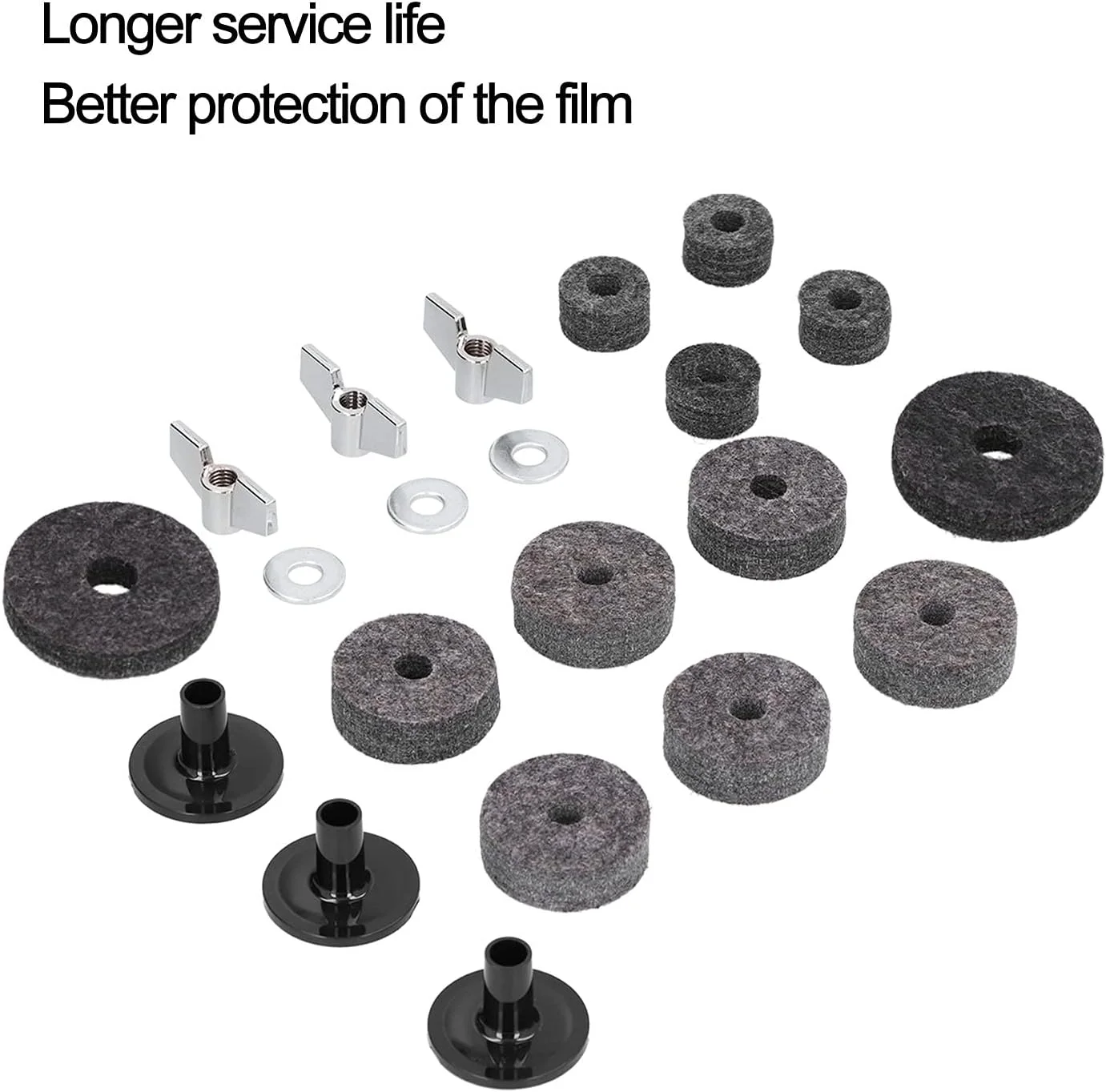 مجموعه نمد، کلاچ، براکت و لوله استیل برای نوازندگان درامز، 21 قطعه لوازم جانبی درامز