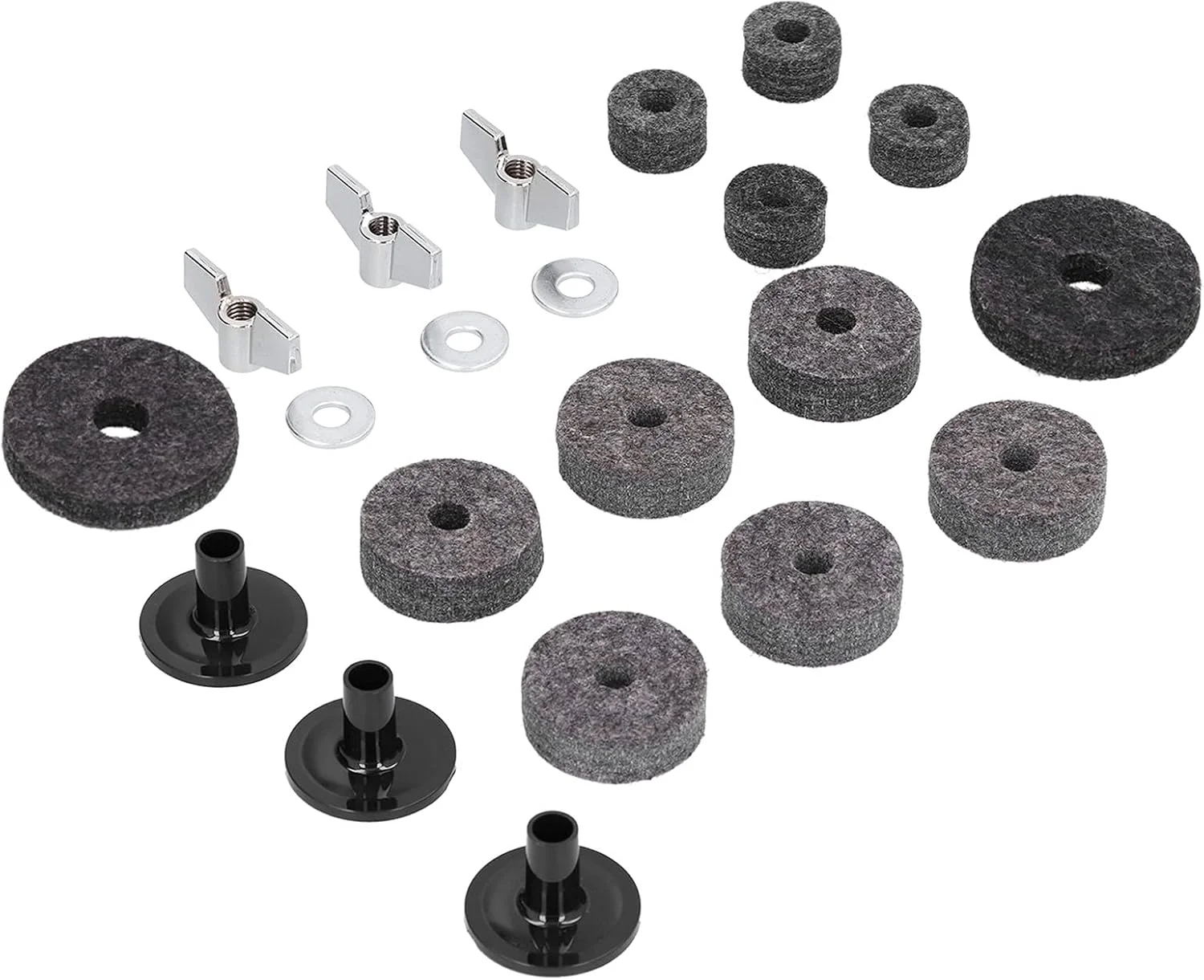 مجموعه 21 عددی نمد، کلاچ، براکت و مهره پروانه ای استیل برای درام