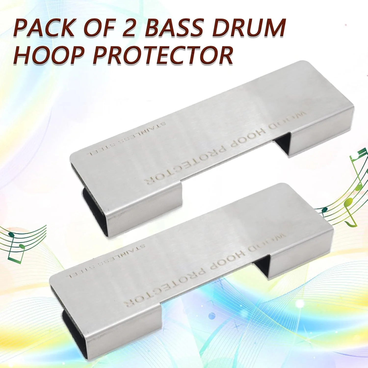 بسته 2 عددی محافظ حلقه درام باس، محافظ لبه استیل ضد زنگ برای درام باس چوبی، 10x3 سانتی متر، بادوام و نصب آسان بسته 2 عددی محافظ حلقه درام باس، محافظ لبه استیل ضد زنگ برای درام باس چوبی، 10x3 سانتی متر، بادوام و نصب آسان
