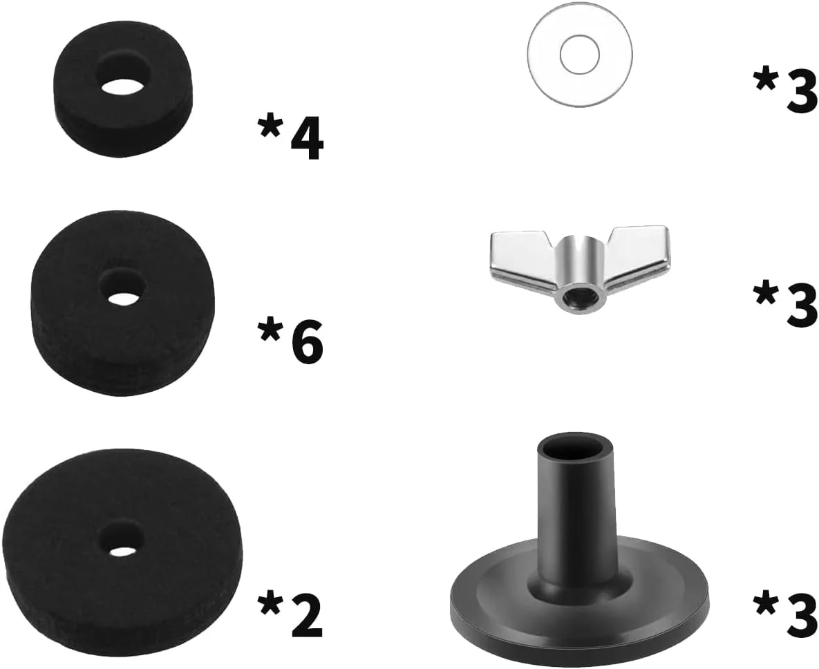 21 عدد لوازم جانبی جایگزین سنج، نمد پایه سنج، نمد کلاچ های-هت، فنجان نمدی با آستین، مهره های بالی پایه و واشر برای ست درام 21 عدد لوازم جانبی جایگزین سنج، نمد پایه سنج، نمد کلاچ های-هت، فنجان نمدی با آستین، مهره های بالی پایه و واشر برای ست درام