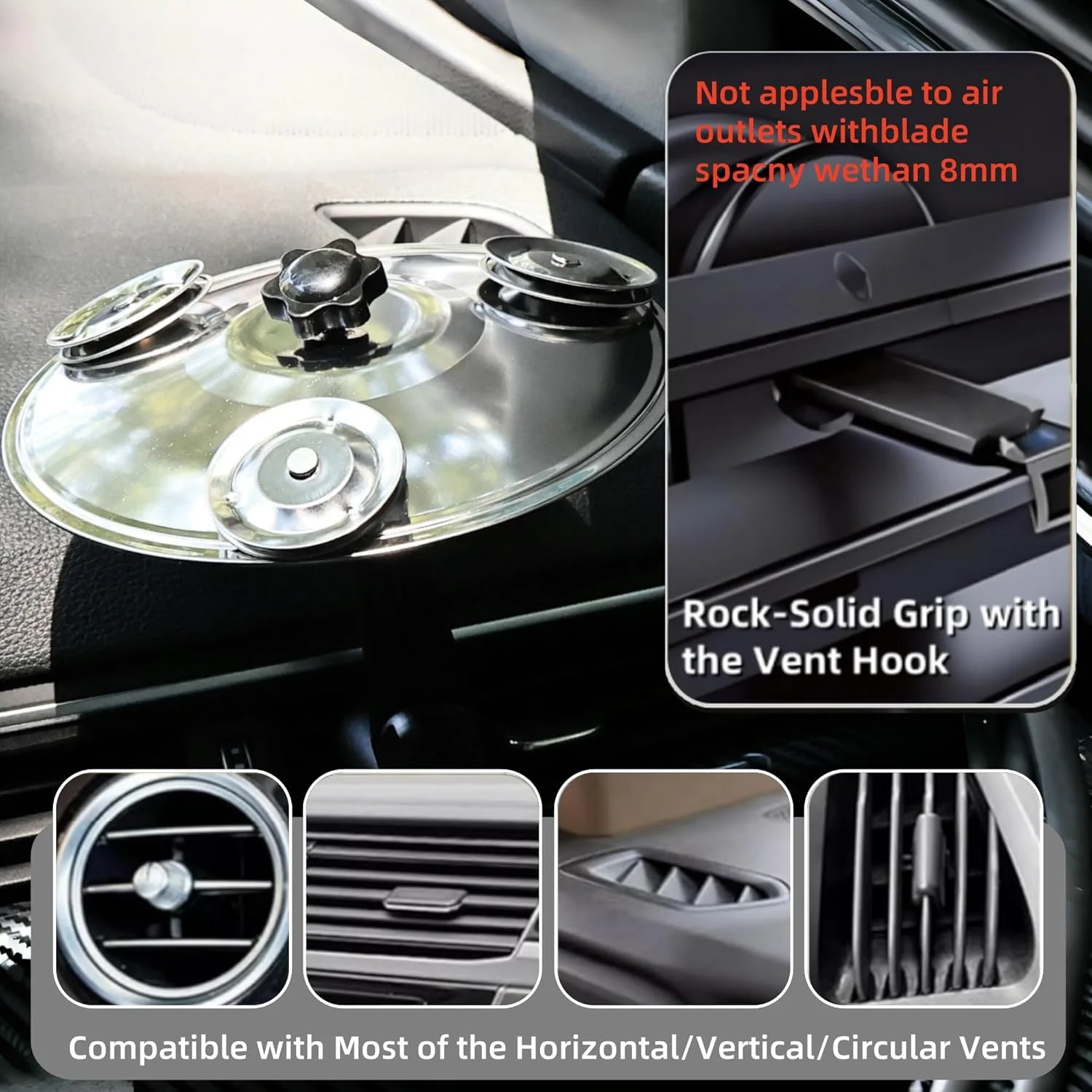 سنج داشبوردی خودرو - سنج مینیاتوری گیره دار آسان برای داشبورد خودرو، سنج مینیاتوری گیره دار آسان برای دوستداران موسیقی، لوازم جانبی خودرو بادوام و جمع و جور برای انواع وسایل نقلیه (نقره ای، 1 عدد)