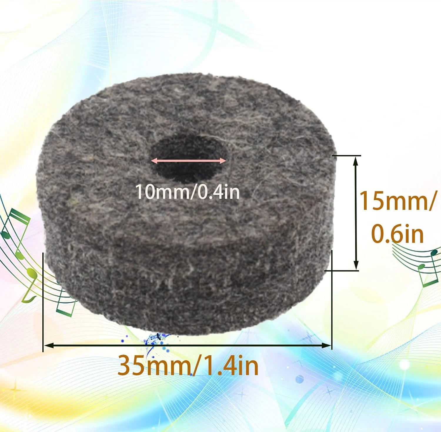 بسته 10 عددی واشر نمدی خاکستری نرم پایه سنج، جایگزینی نمدی درام، صدای کیت درام خود را بهبود بخشید و از سنج های خود محافظت کنید