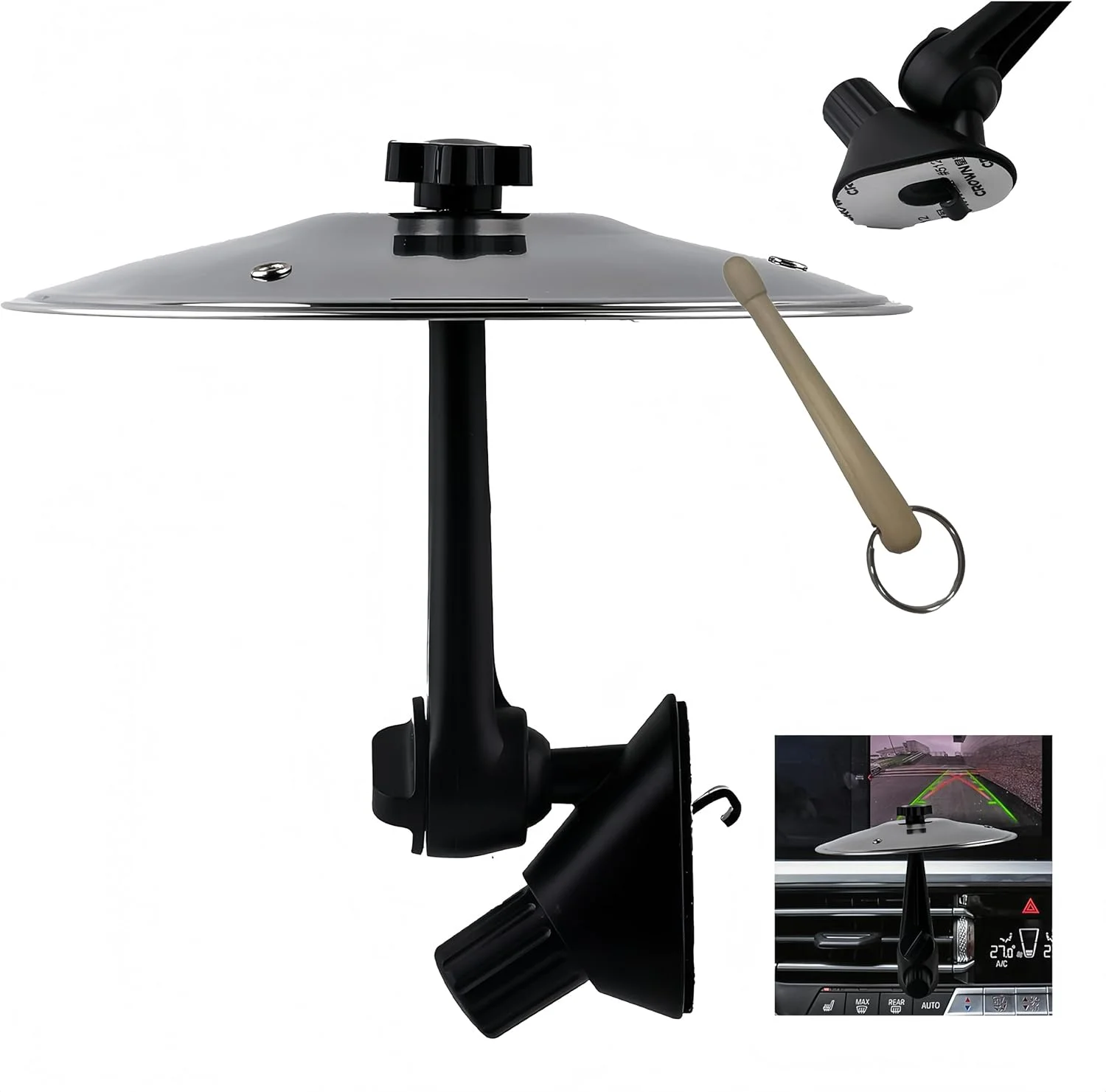 سنج داشبوردی خودرو - سنج تصادف کوچک فلزی با نصب آسان روی دریچه هوا، هدیه ای جمع و جور و بادوام برای دوستداران موسیقی و نوازندگان درام