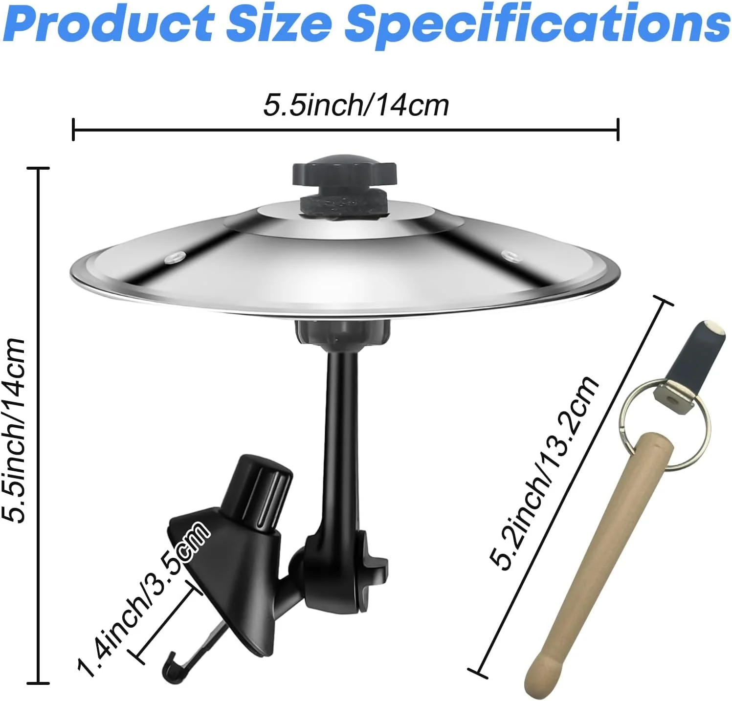 سنج ماشین، سنج تصادف ماشین، سنج درام مینیاتوری گیره دار - لوازم جانبی موسیقی خنده دار داشبورد برای دوستداران موسیقی، به همراه چوب درام فشرده، نقره ای
