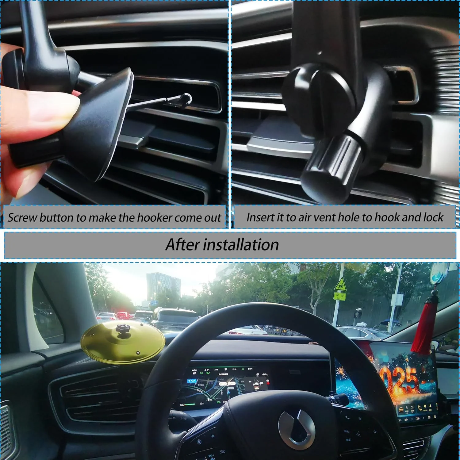 سنج داشبورد خودرو - مینی ست درام با طراحی گیره ای، مناسب برای همه خودروها (طلایی)