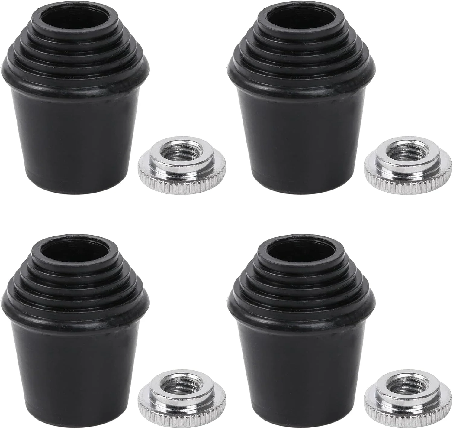 پایه های لاستیکی رزوه دار درام باس BQLZR، 33.5x29 میلی متر، مشکی، همراه با واشر فلزی، بسته 4 عددی