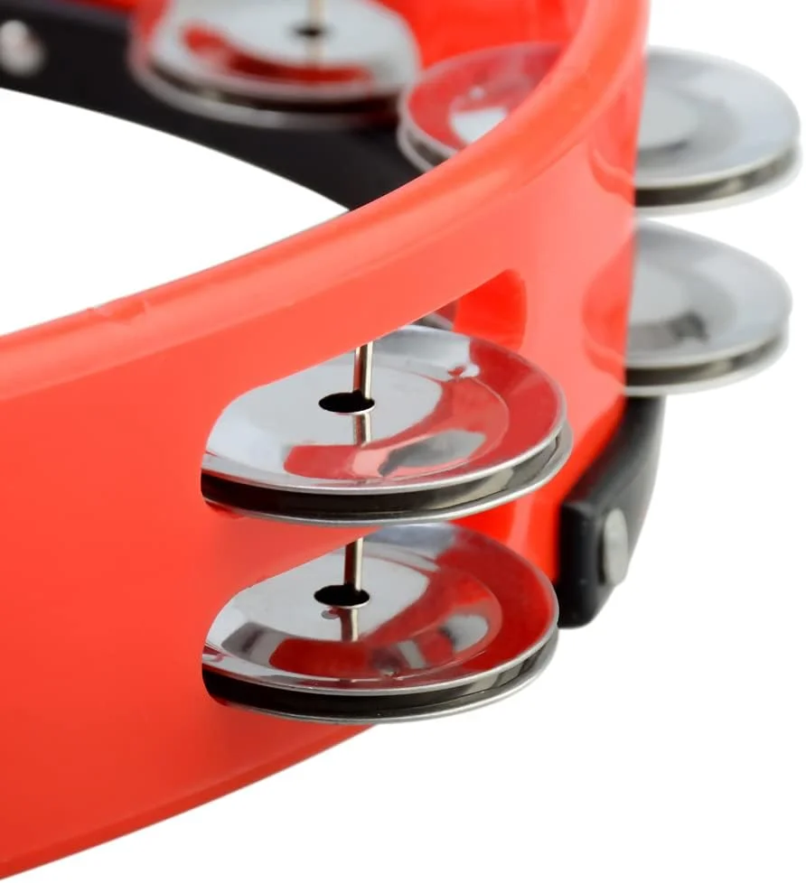 دف تنبورینی نصب شده، دف تنبورینی برای درام با پیچ چشمی نصب، دف تنبورینی Hi Hat، دف تنبورینی قابل نصب (8 ردیف دوتایی سنج، قرمز)