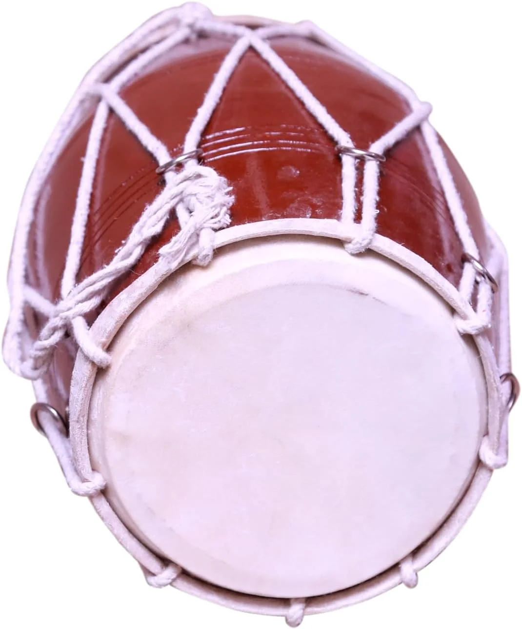 دهل حرفه ای بیناس، قهوه ای، چوب ساج، طول 40-43 سانتی متر، 6-7 کیلوگرم، ساز موسیقی سنتی هندی به همراه آچار کوک