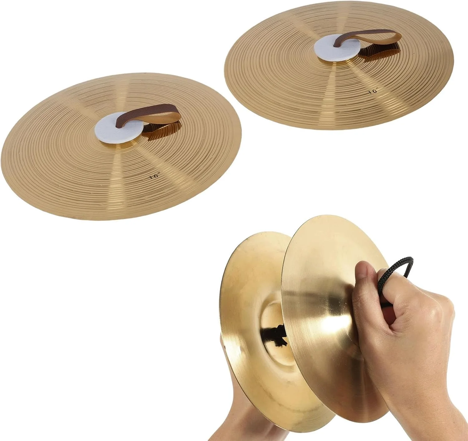 آلات موسیقی سنج دستی Asixxsix یک جفت، 16 اینچ، ساز کوبه ای گروهی آلیاژی برای بزرگسالان، کودکان، مهمانی، کیفیت صدای عالی