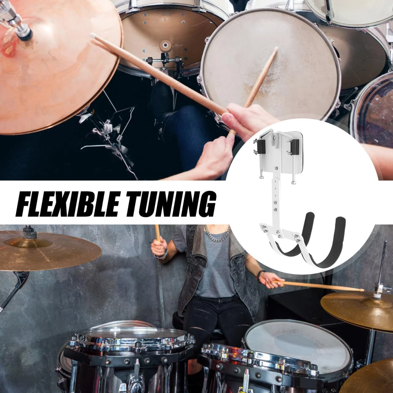 نگهدارنده طبل اسنر ARTIBETTER، بند شانه ای قابل تنظیم برای طبل اسنر، قاب پشتی، لوازم جانبی سازهای کوبه ای، سفید