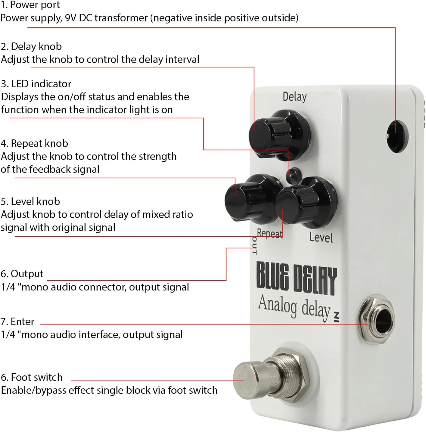 پدال دیلی آنالوگ گیتار الکتریک Eujgoov با بدنه آلیاژ روی و سوئیچ بایپس واقعی پدال دیلی آنالوگ گیتار الکتریک Eujgoov با بدنه آلیاژ روی و سوئیچ بایپس واقعی