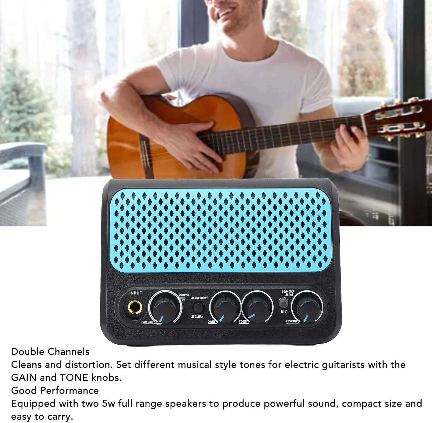 آمپلی فایر گیتار الکتریکی، DC 5V بلوتوث 5.0 مینی آمپلی فایر گیتار برای گیتارهای الکتریکی، دو کاناله قابل شارژ قابل حمل کوچک با خروجی هدفون آمپلی فایر گیتار الکتریکی، DC 5V بلوتوث 5.0 مینی آمپلی فایر گیتار برای گیتارهای الکتریکی، دو کاناله قابل شارژ قابل حمل کوچک با خروجی هدفون