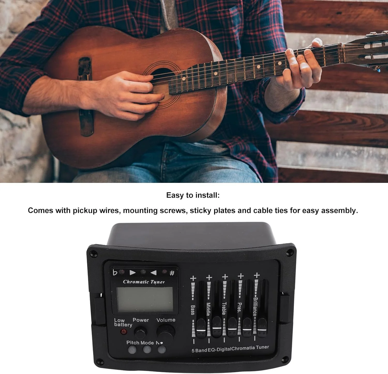 پری امپ اکولایزر 5 باندی گیتار آکوستیک حرفه ای Bewinner TEQ 5 برای کنترل صدا و سفارشی سازی همه جانبه برای نوازندگان گیتار در تمام سطوح