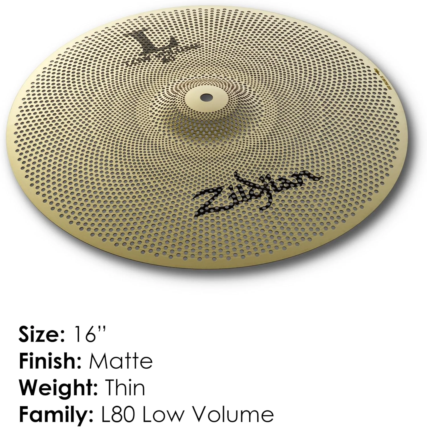 سنج ۱۶ اینچی کراش سری L80 زیلجیان با صدای کم