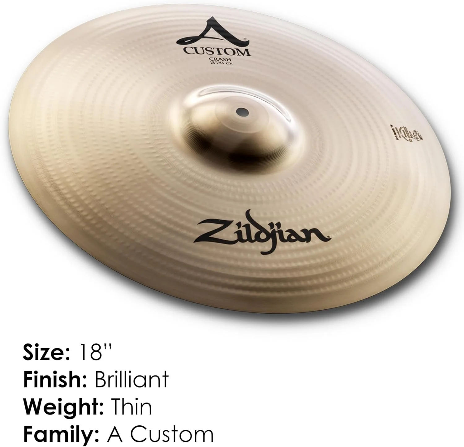 سنج کراش ۱۸ اینچی Zildjian سری A Custom - پرداخت براق