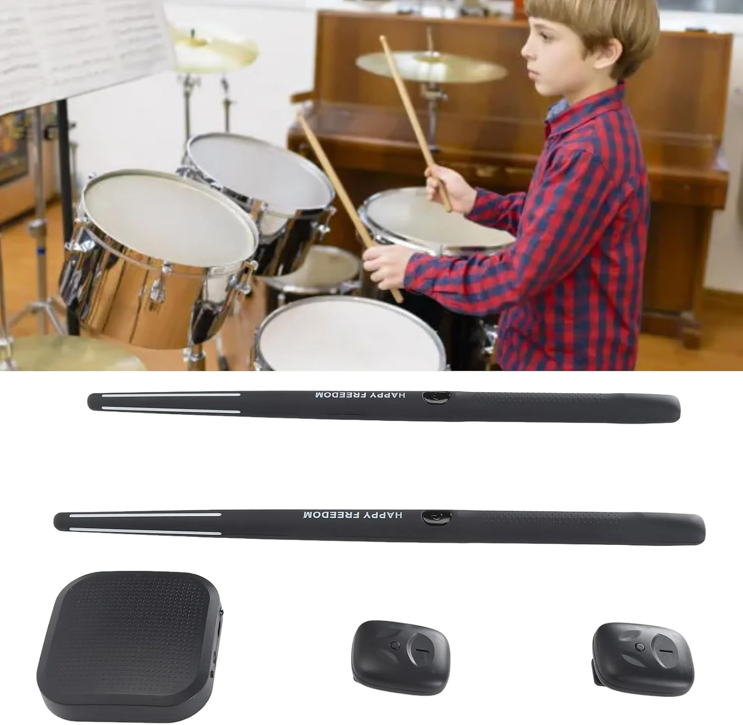 ست درام مجازی Zerodis، ست درام تمرینی قابل حمل با حسگر حرکتی سه بعدی، فناوری واقعیت مجازی، ست چوب درام رومیزی برقی برای خانه، فضای باز، باغ یا پارک ست درام مجازی Zerodis، ست درام تمرینی قابل حمل با حسگر حرکتی سه بعدی، فناوری واقعیت مجازی، ست چوب درام رومیزی برقی برای خانه، فضای باز، باغ یا پارک