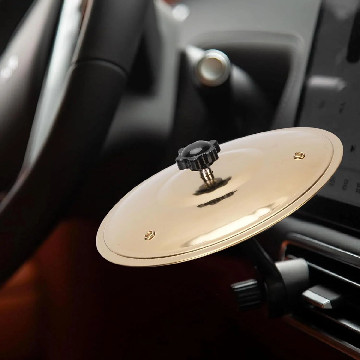سنج تصادف داشبورد دریچه هوای خودرو، سنج کوچک با پایه قابل تنظیم، آلیاژ سبک، موسیقی سرگرم کننده برای وسایل نقلیه (طلایی)