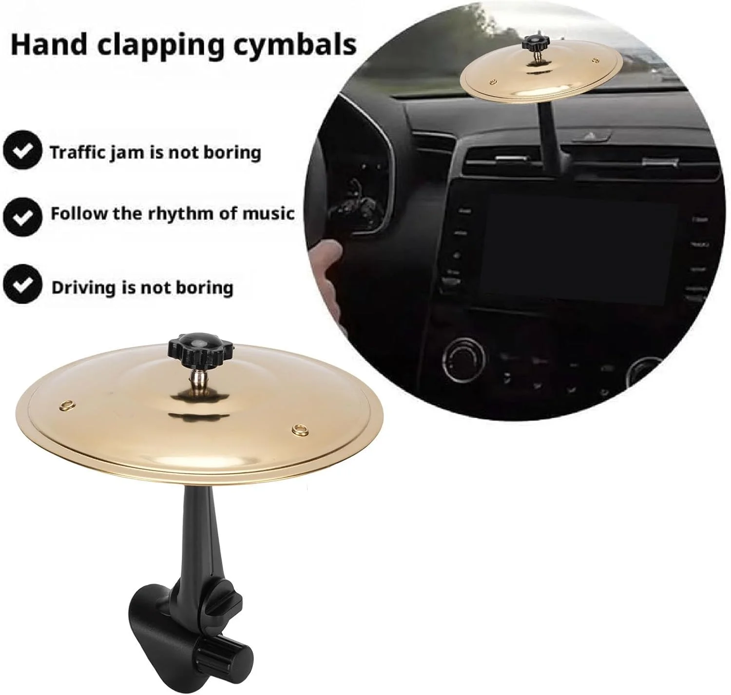 سنج دمام دریچه هوا خودرو، سنج تصادف کوچک برای دوستداران موسیقی و نوازندگان درام، نصب آسان روی داشبورد و دریچه ها (طلایی) سنج دمام دریچه هوا خودرو، سنج تصادف کوچک برای دوستداران موسیقی و نوازندگان درام، نصب آسان روی داشبورد و دریچه ها (طلایی)