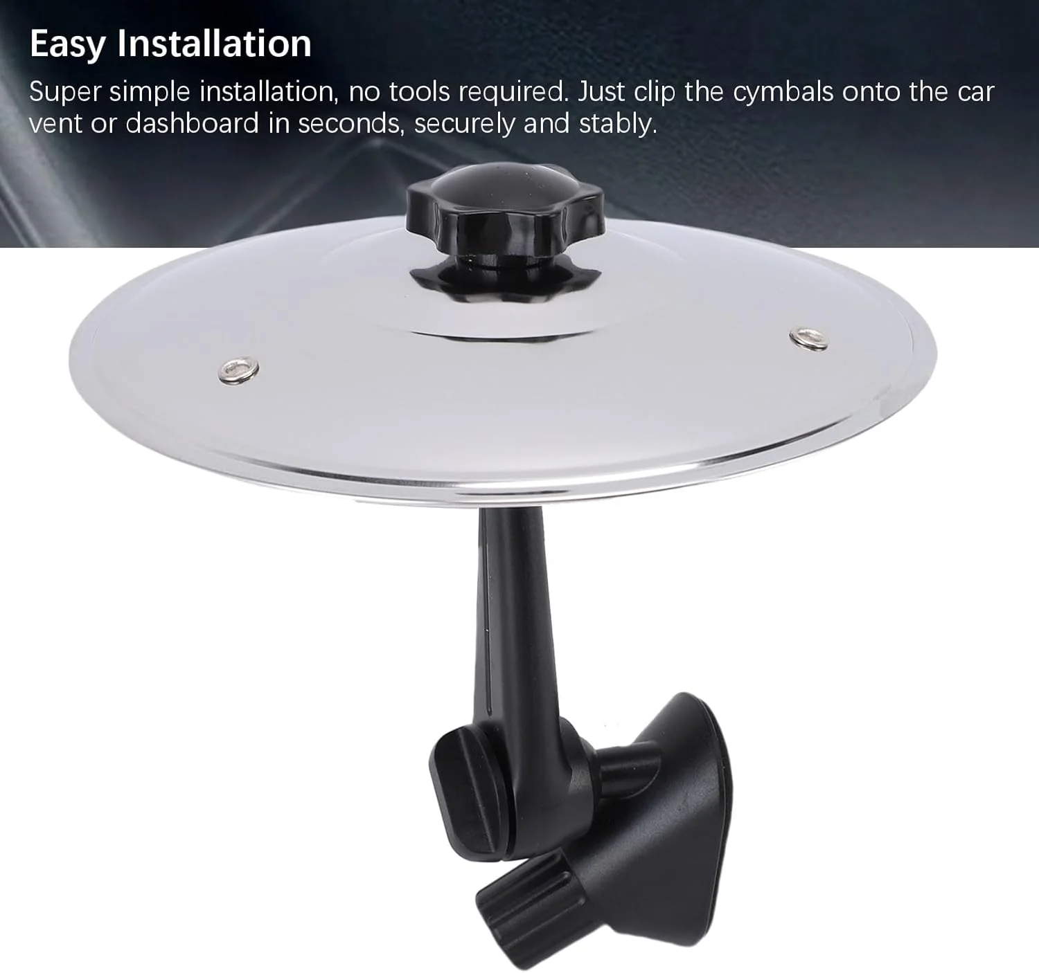 سنج ماشین استیل گیره دار، ساز کوبه ای برای خودروهای سواری، شاسی بلند و کامیون، لوازم جانبی سرگرم کننده رانندگی برای علاقه مندان به موسیقی (نقره ای)