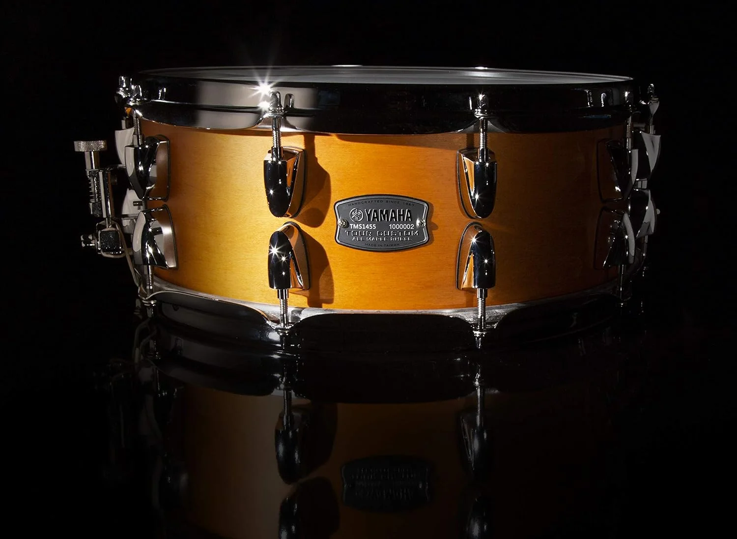 طبل اسنر 14 اینچ در 6.5 اینچ Yamaha Tour Custom Maple، روکش اطلسی کاراملی