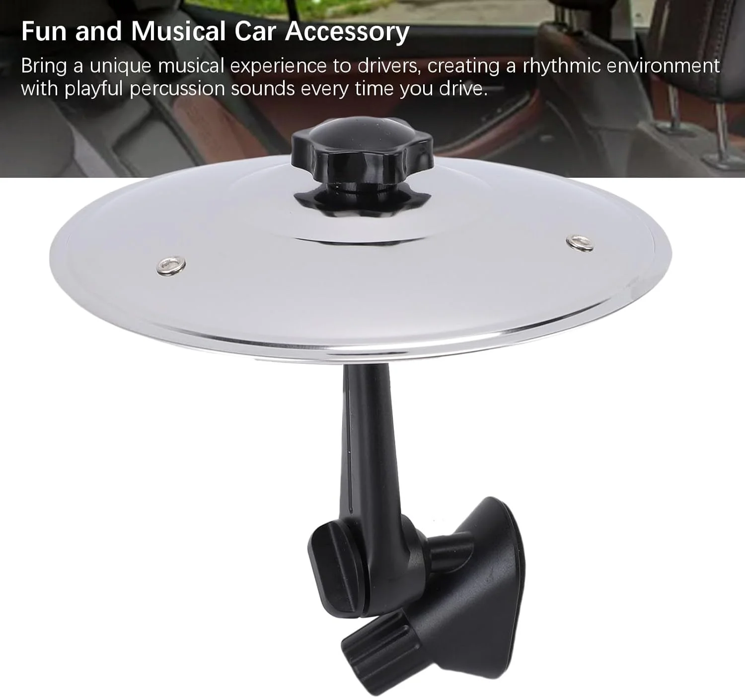 سنج ماشین استیل گیره دار، ساز کوبه ای برای خودروهای سواری، شاسی بلند و کامیون، لوازم جانبی سرگرم کننده رانندگی برای علاقه مندان به موسیقی (نقره ای)