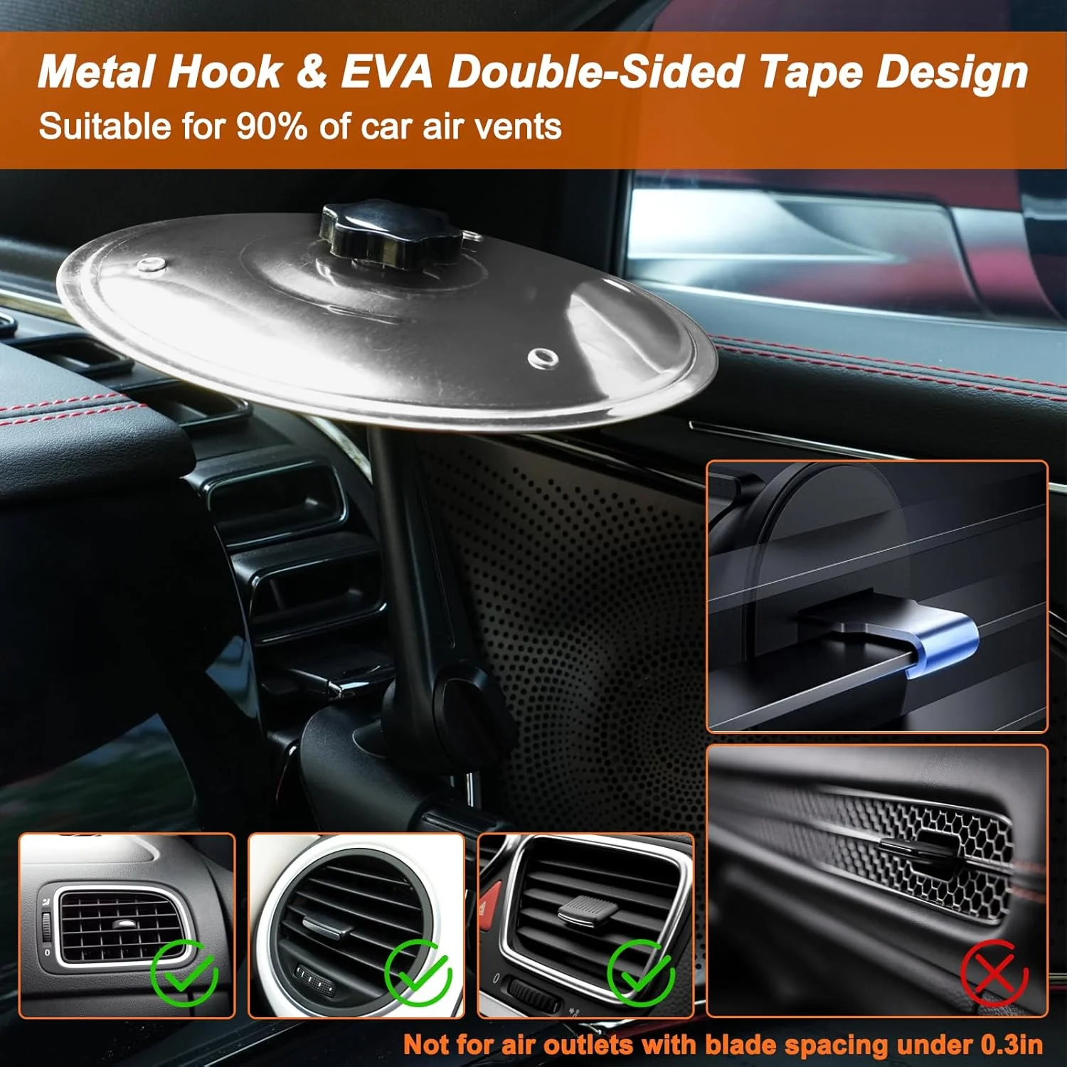 سنج تصادف ماشین، سنج درام فلزی برای دریچه هوا، ابزار موسیقی خنده دار برای رانندگان و دوستداران موسیقی، رانندگی شما را سرگرم کننده تر می کند، ساز کوبه ای کوچک ماشین برای ترافیک (نقره ای)