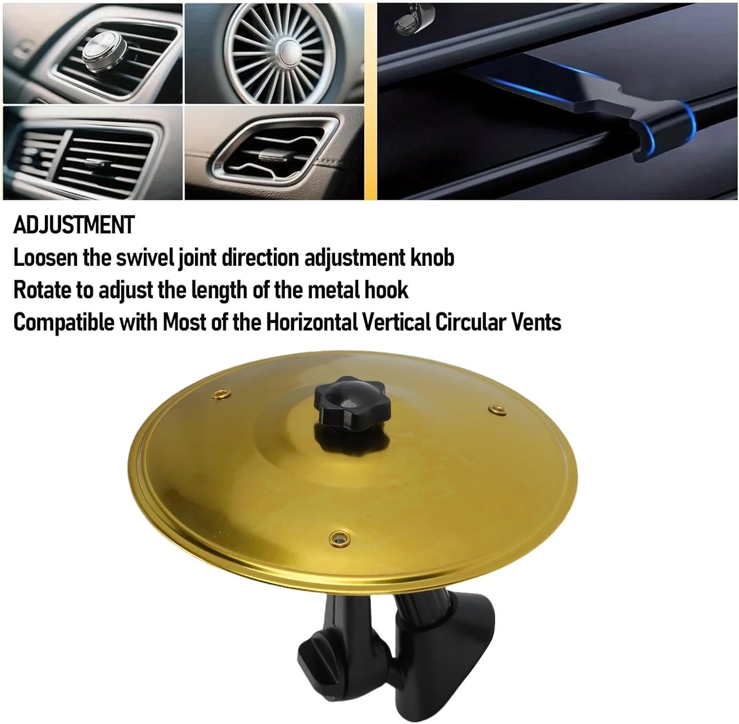 سنج داشبوردی دریچه هوای خودرو، صدای فلزی واضح و جمع و جور با بازوی قابل تنظیم برای اکثر دریچه های خودرو (طلایی) سنج داشبوردی دریچه هوای خودرو، صدای فلزی واضح و جمع و جور با بازوی قابل تنظیم برای اکثر دریچه های خودرو (طلایی)