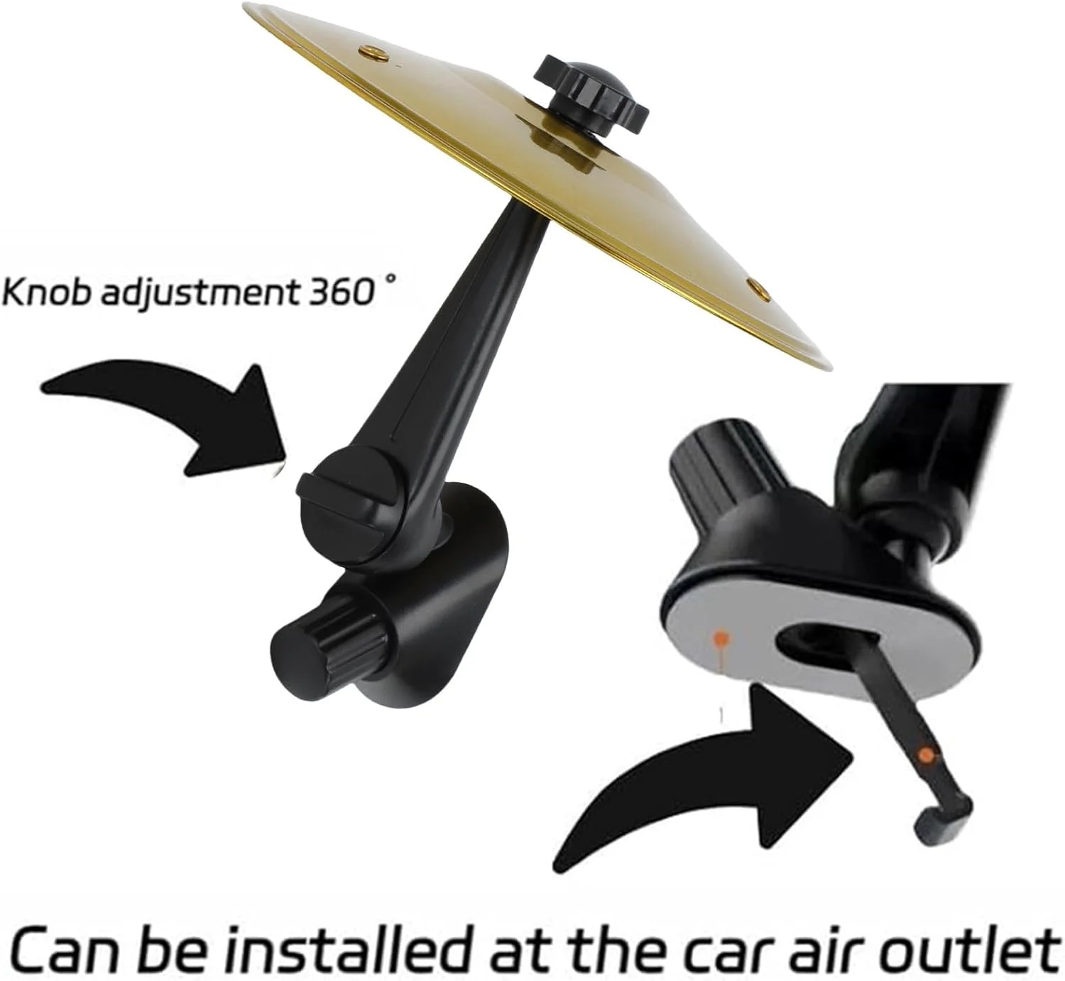 سنج داشبوردی دریچه هوای خودرو، صدای فلزی واضح و جمع و جور با بازوی قابل تنظیم برای اکثر دریچه های خودرو (طلایی) سنج داشبوردی دریچه هوای خودرو، صدای فلزی واضح و جمع و جور با بازوی قابل تنظیم برای اکثر دریچه های خودرو (طلایی)