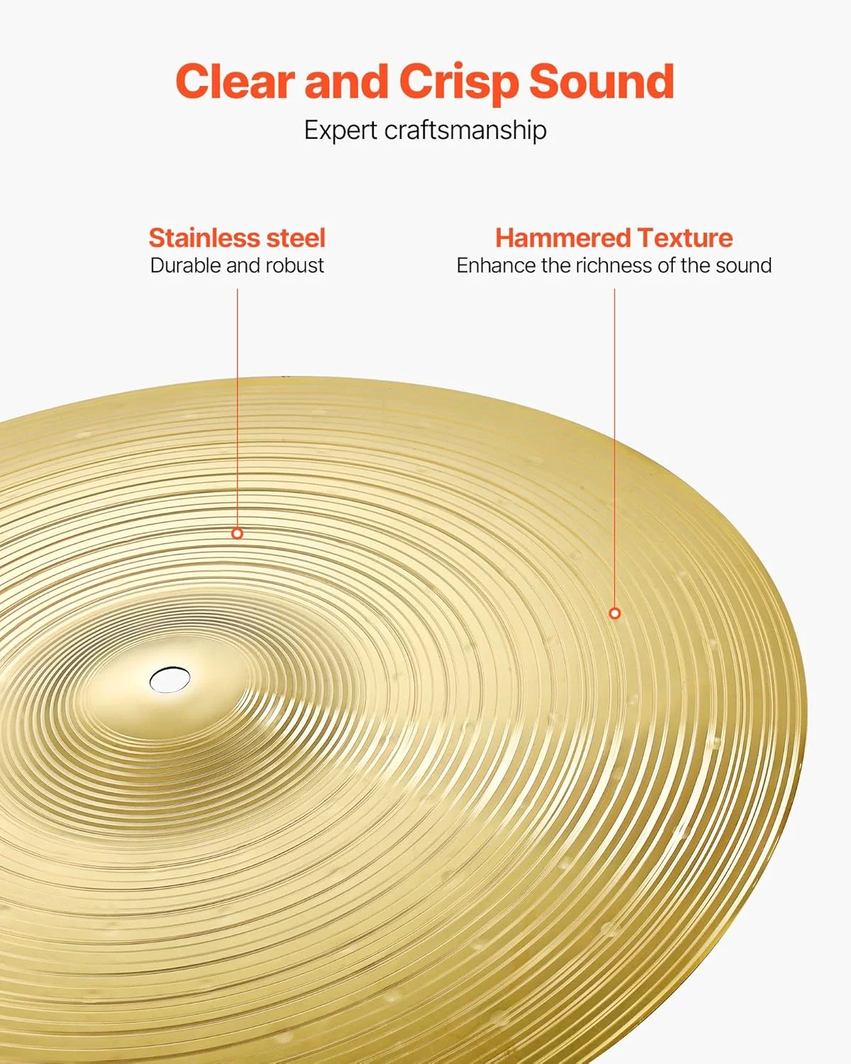 مجموعه سنج VEVOR، مجموعه 3 عددی سنج برای درام، شامل های هت 14 اینچی، کرش 16 اینچی، راید 20 اینچی، چوب درام و کیف سنج، مجموعه سنج آلیاژی برای نوازنده درام، مسی روشن