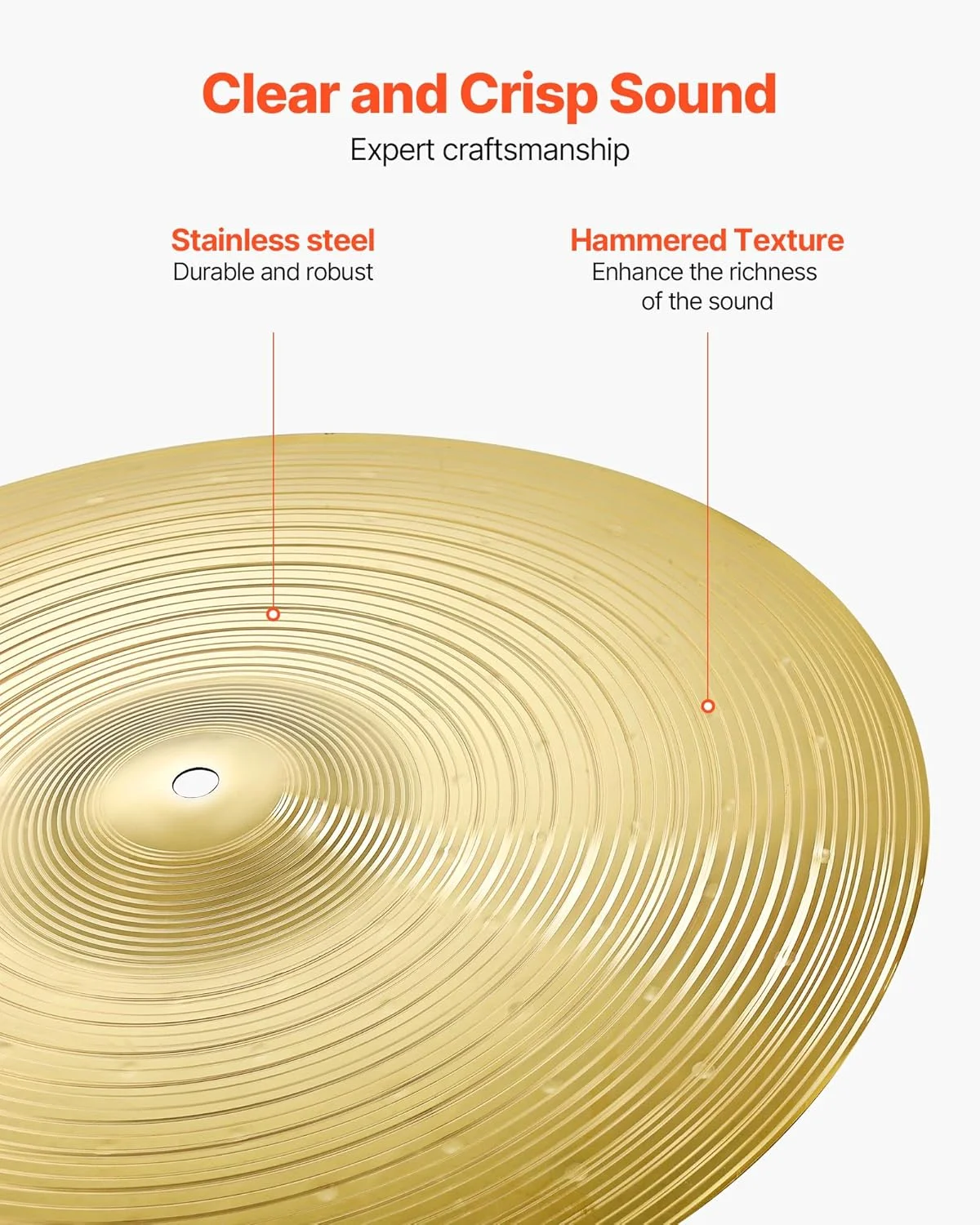 مجموعه سنج VEVOR، مجموعه 5 عددی سنج برای درام، شامل سنج های آلیاژی 14 اینچی Hi-Hat، 16 اینچی Crash، 18 اینچی Crash، 20 اینچی Ride، چوب درام و کیف سنج، مجموعه سنج آلیاژی برای نوازنده درام