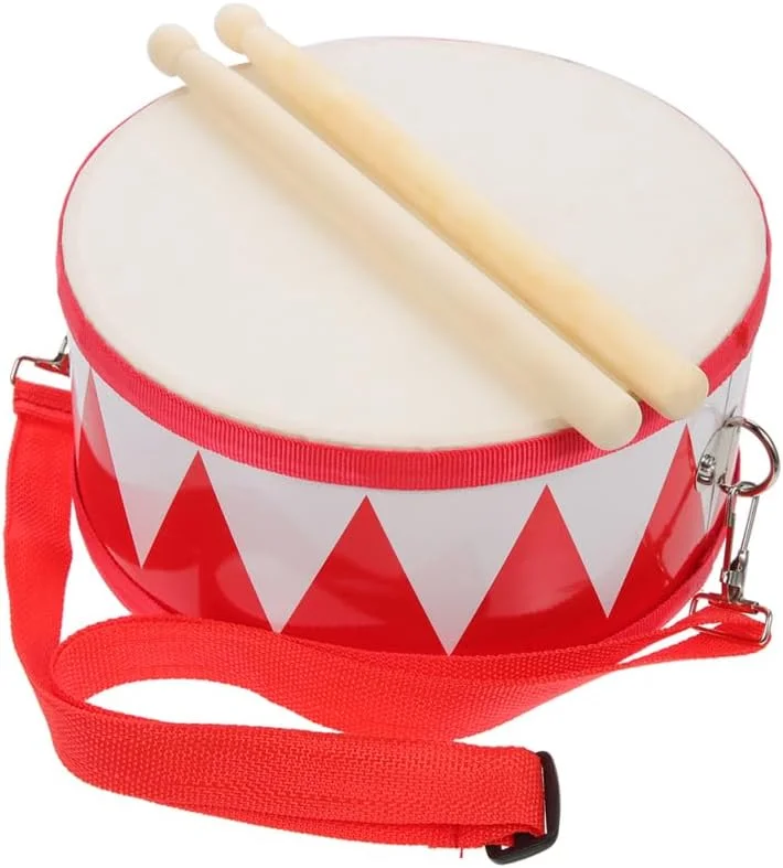 Vaguelly یک ست طبل اسنر کودکان: طبل موسیقی کودکان نوپا 8 اینچی، طبل اسنر کودک، سر دو طرفه، با چوب طبل چوبی، بند، ساز موسیقی کوبه ای چوبی