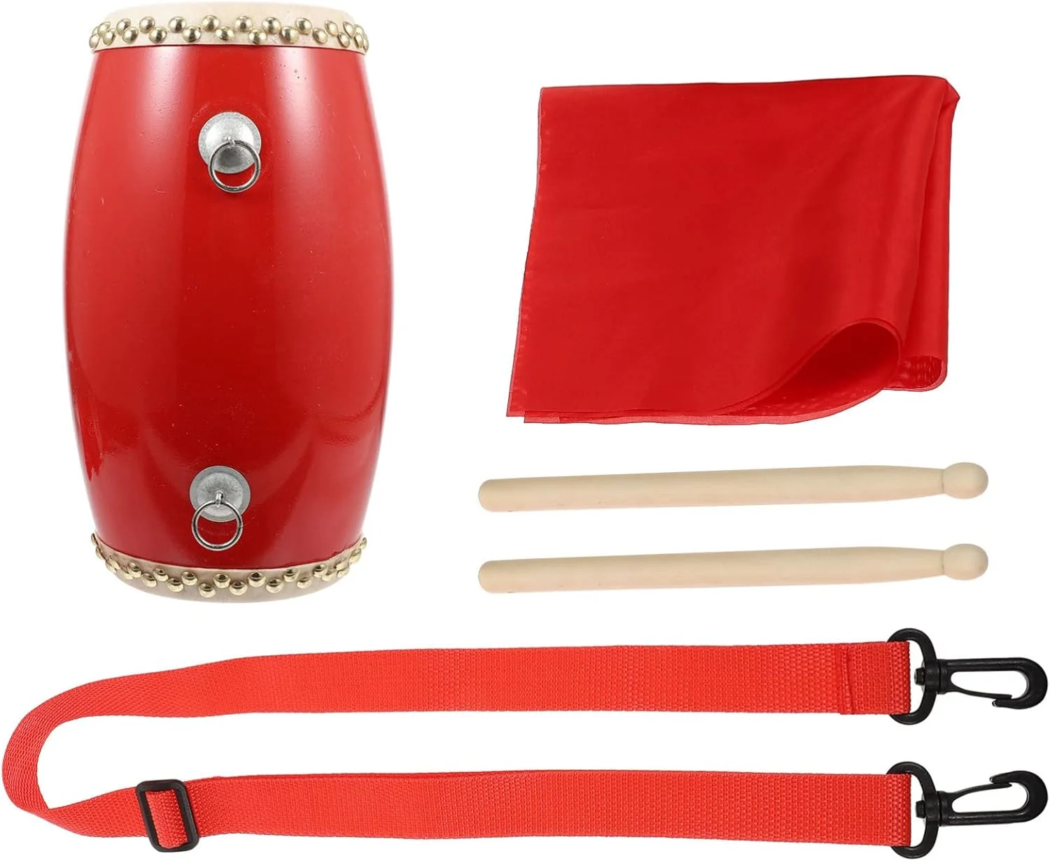 یک ست طبل کمری سنتی چینی Vaguelly Musical، پوست گاو، 32X15X15CM