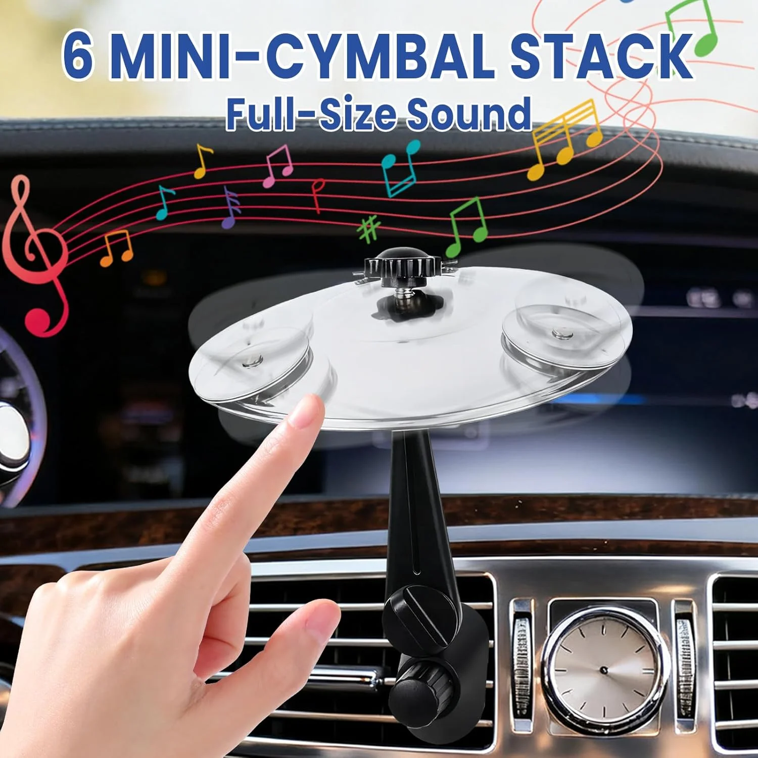 دو عدد دریچه هوا طرح سنج تصادفی خودرو، مینی درام نماد خودرو با 3 جفت سنج کوچک، ابزار موسیقی سرگرم کننده برای رانندگان و دوستداران موسیقی