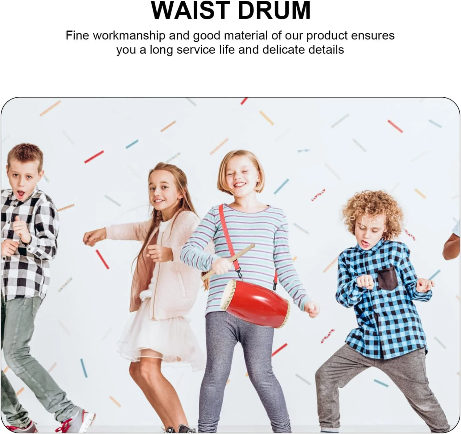 یک ست طبل کمری سنتی چینی Vaguelly Musical، پوست گاو، 32X15X15CM