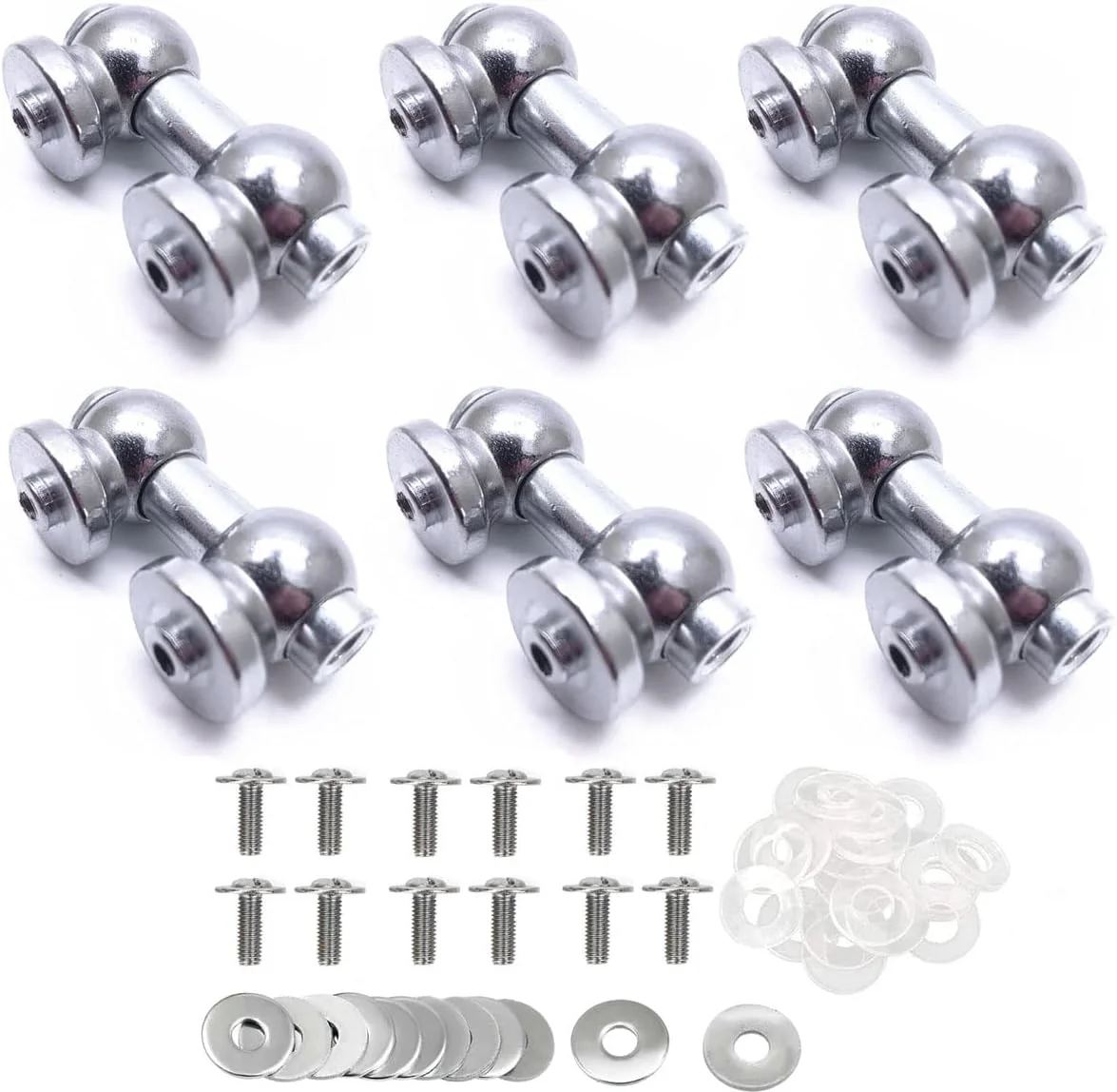 6 عدد بست طبل نقره ای تک سر، بست های طبل توم اسنر با پیچ های نصب، قطعات طبل پرکاشن اسنر (26 میلی متر / 1 اینچ)