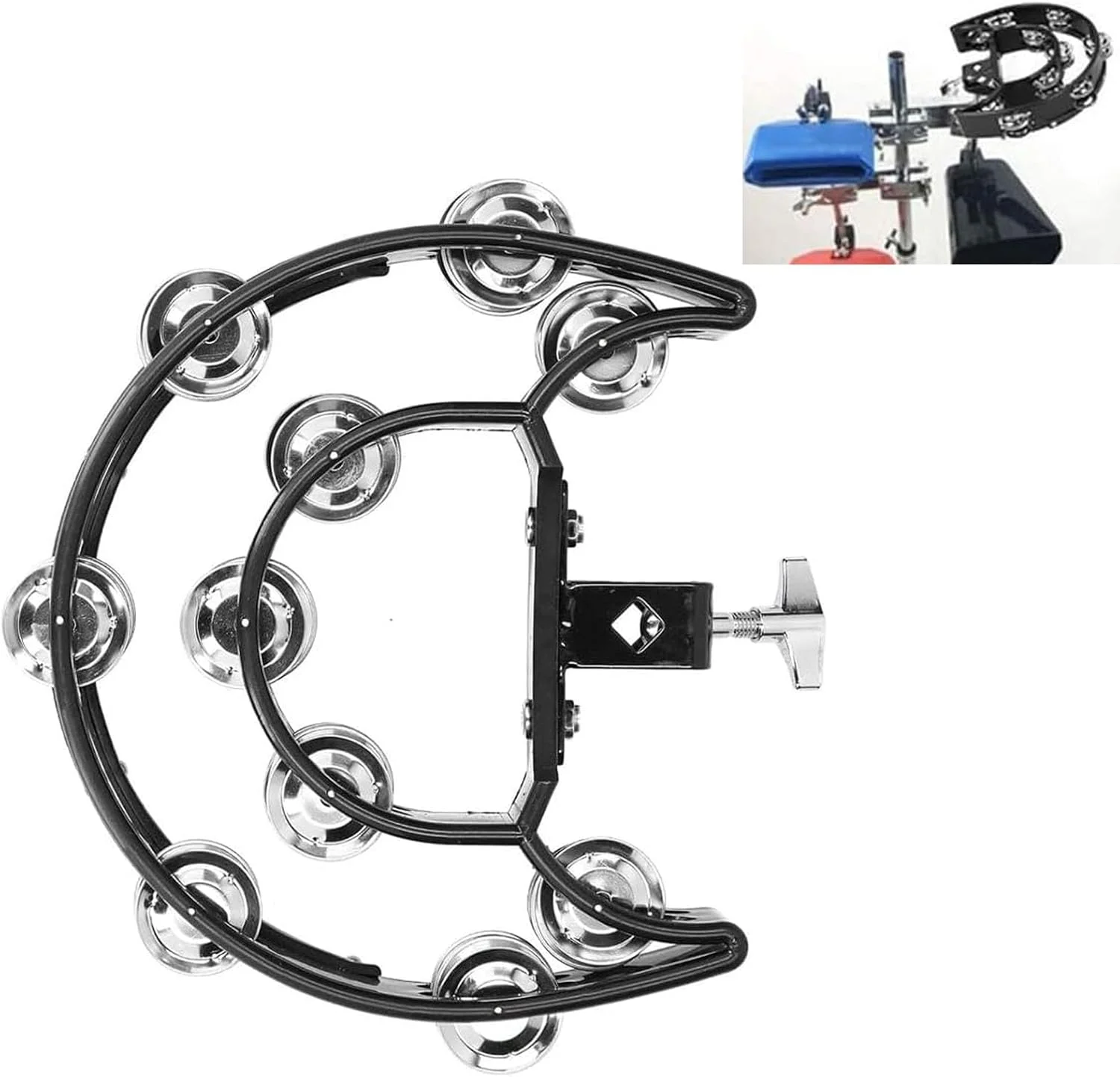 دایره زنگی نیمه ماه برای سنج های-هت، نصب روی درام، زنگوله های دوتایی با پیچ و مهره نصب، دایره زنگی برای لوازم جانبی کوبه ای درام