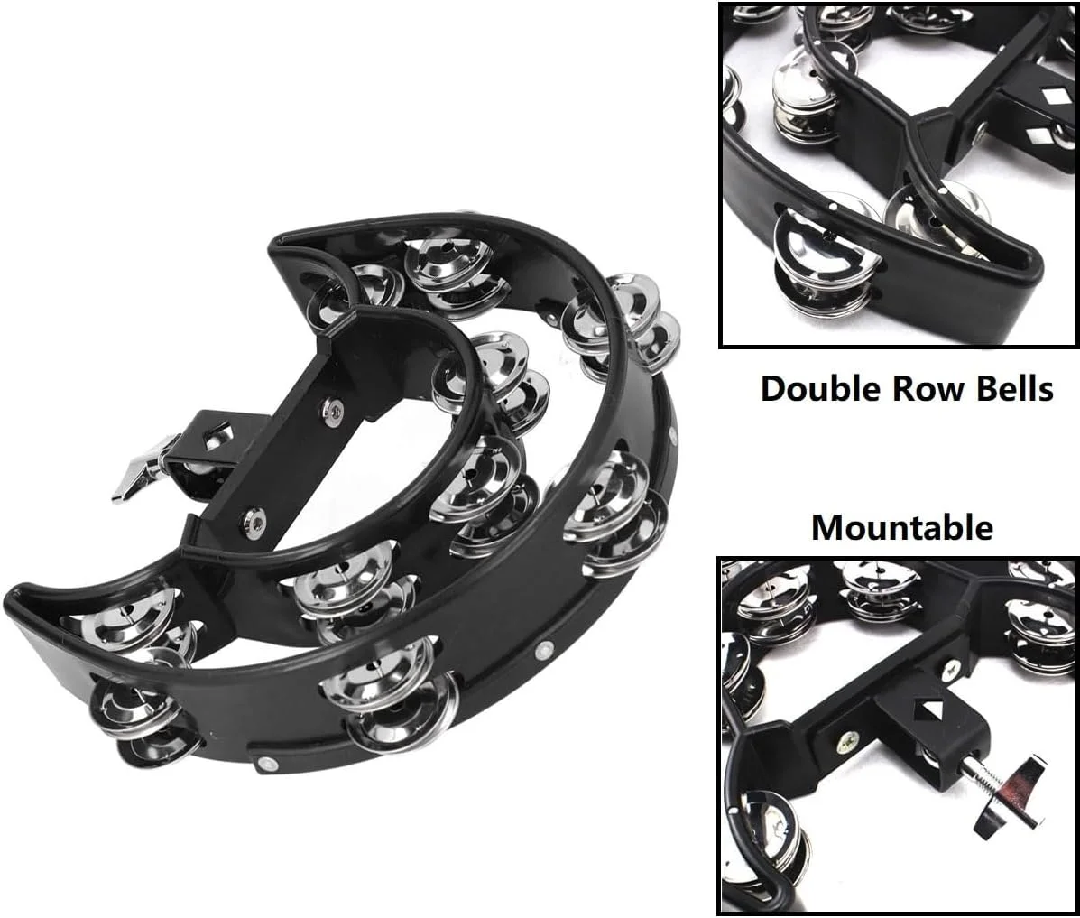 دایره زنگی نیمه ماه برای سنج های-هت، نصب روی درام، زنگوله های دوتایی با پیچ و مهره نصب، دایره زنگی برای لوازم جانبی کوبه ای درام دایره زنگی نیمه ماه برای سنج های-هت، نصب روی درام، زنگوله های دوتایی با پیچ و مهره نصب، دایره زنگی برای لوازم جانبی کوبه ای درام