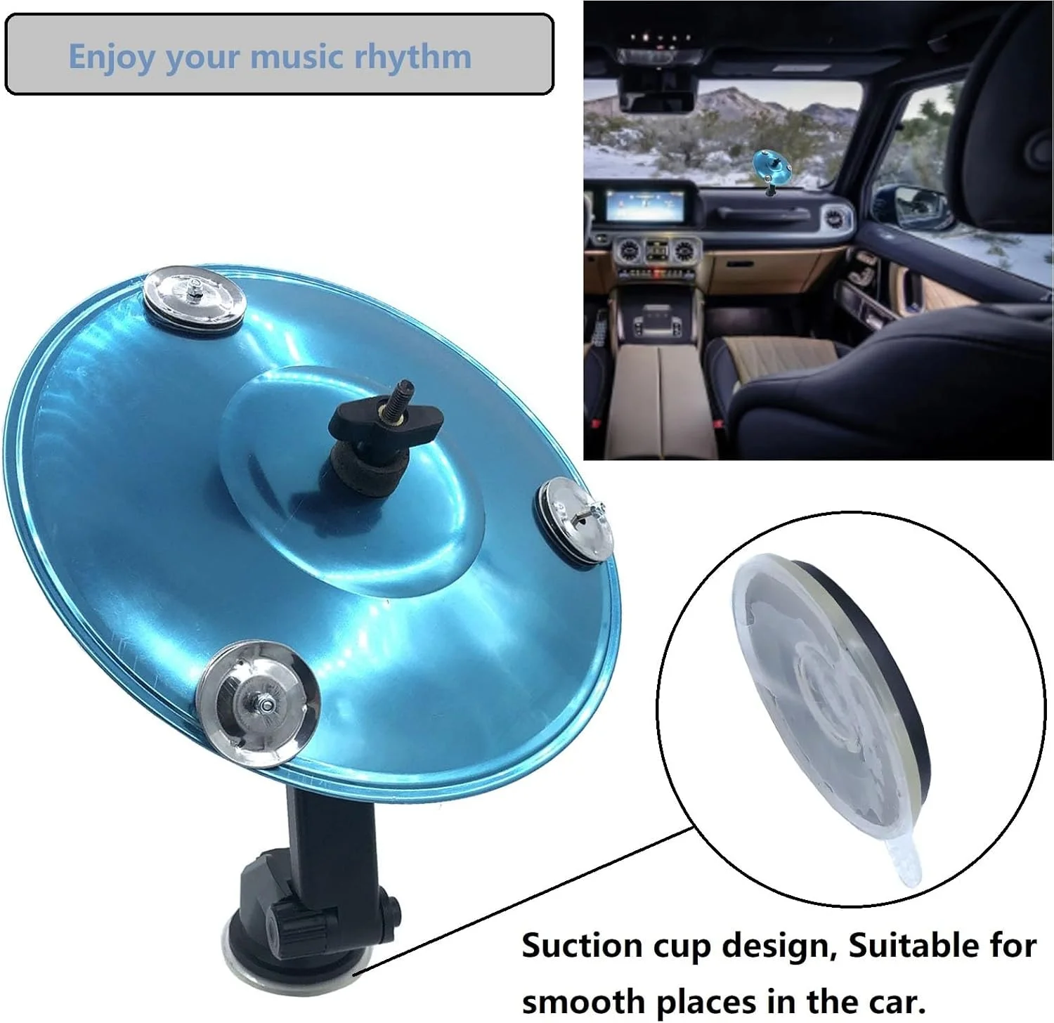 سنج تصادف درام ماشین، قطر 22.6 سانتی متر، نگهدارنده سنج درام با سبک فنجان مکشی به همراه زنگوله برای نوازندگان درام برای سرگرم کننده تر کردن رانندگی شما