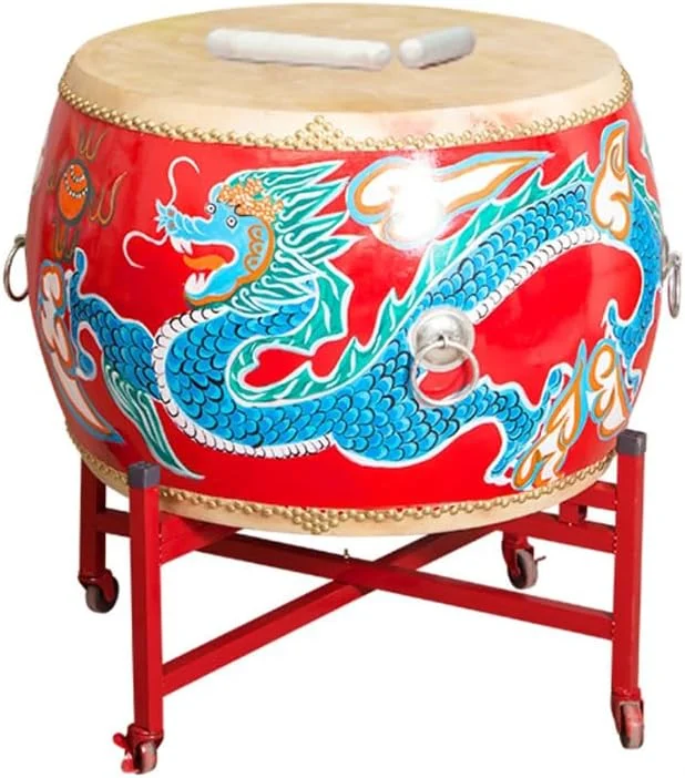 طبل دست ساز سنتی چینی BEdaW، طبل های نقاشی شده با طرح اژدها و ققنوس، طبل های جشنواره، ارائه شده برای نوازندگان حرفه ای، شامل پایه طبل، 40 سانتی متر