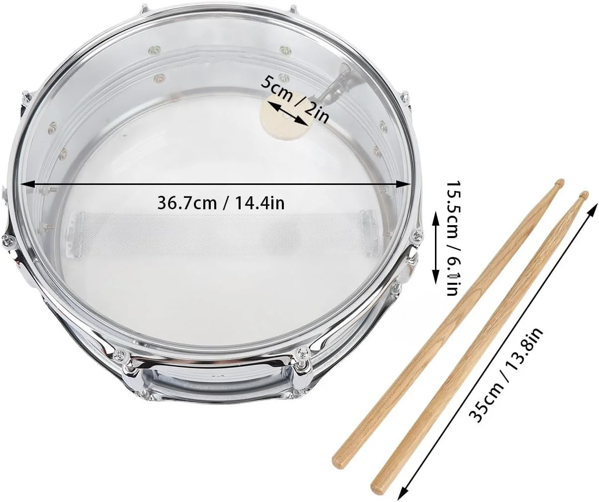 طبل اسنیر با بند شانه ای شفاف، مناسب تمرین و اجرا برای نوازندگان مبتدی