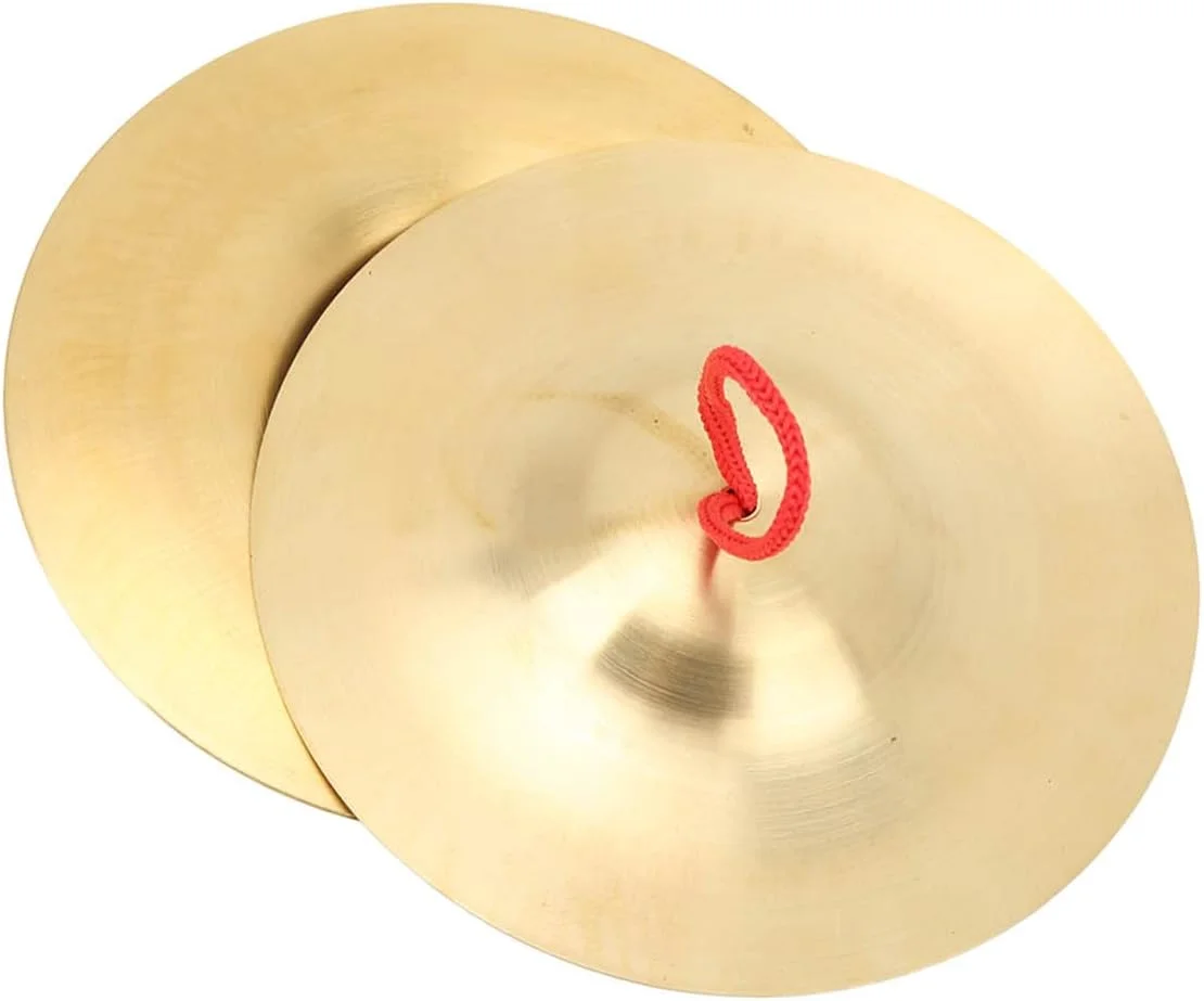 سنج تصادفی، 1 جفت ساز کوبه ای برنجی با پرداخت سنتی، سنج اسپلش با مهارت عالی، حمل آسان، صدای برخورد روشن، سنج های دستی گروه کنسرت، سنج های کلاهی با بند قرمز