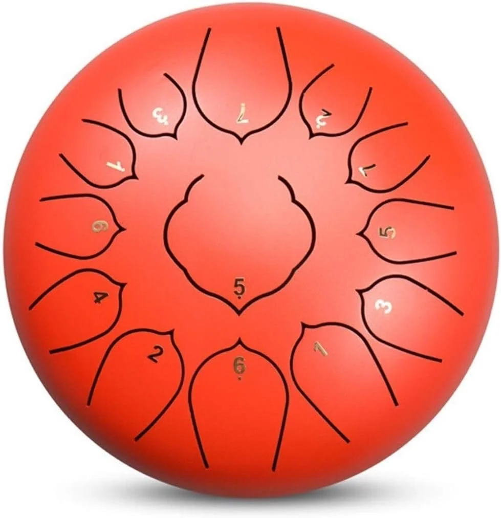 درام زبانی فولادی 13 نت، درام توخالی رنگی، درام صدایی سانسکریت، دیسک درام نوازنده حرفه ای 12 اینچی (رنگ: قرمز)