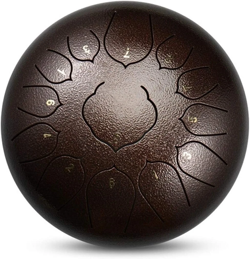 درام زبانی فولادی 13 نت، درام توخالی رنگی، درام صوتی سانسکریت، دیسک نوازندگی حرفه ای 12 اینچی (رنگ: برنز قرمز)