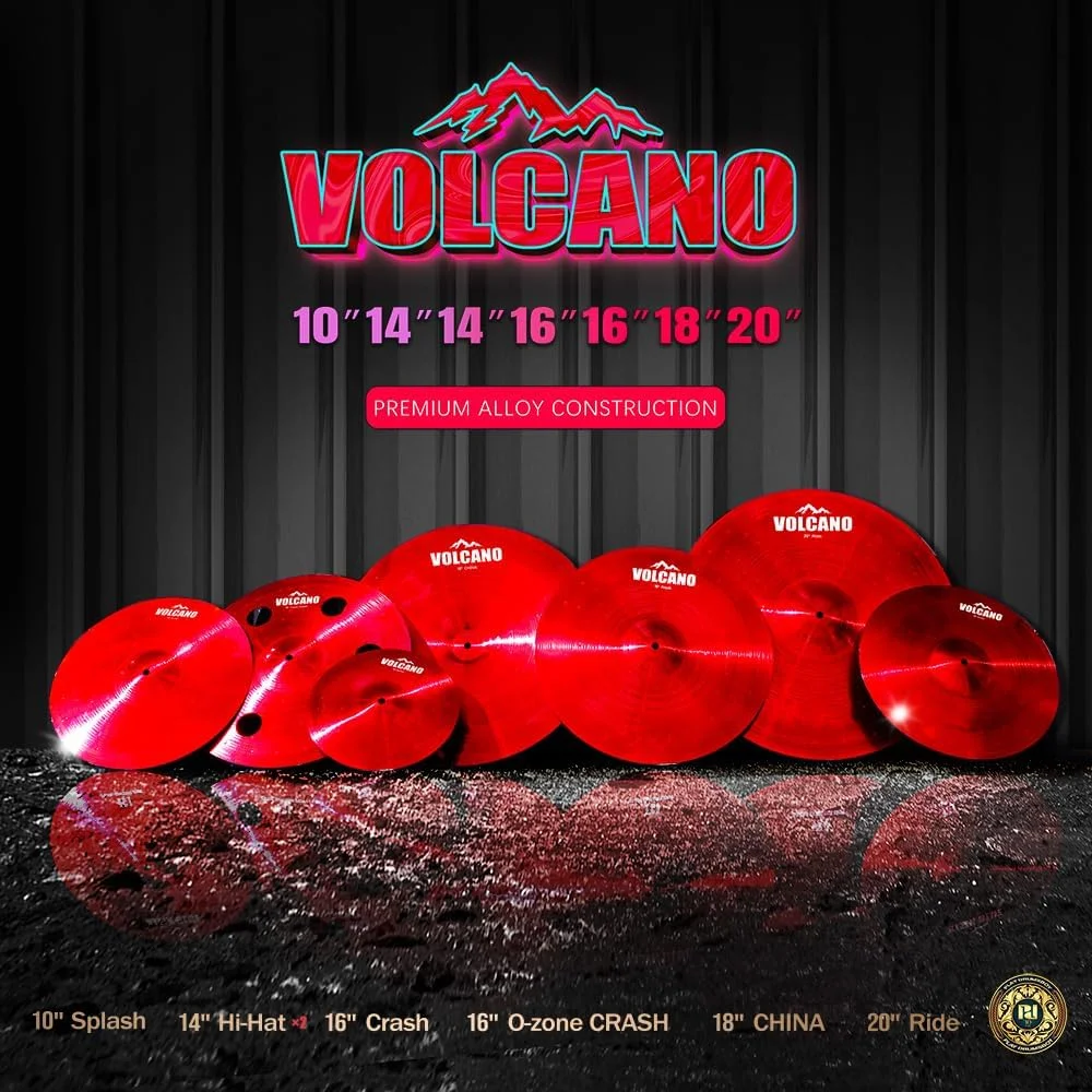 ست سنج های رنگی آلیاژ تیتانیوم PD - بسته 7 عددی سنج درام برای کیت های آکوستیک - قرمز/آبی/مشکی - سبک وزن، بادوام و آماده برای استیج - مستقیم از سازنده (قرمز)