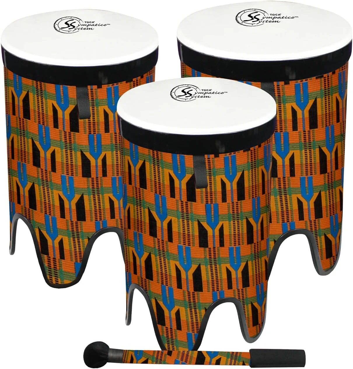 ست سه تایی درام توم توم تودرتو Toca Freestyle II، سایزهای 12، 14 و 16 اینچ، طرح پارچه کنته، مدل TSSNT-3PCK-FDP
